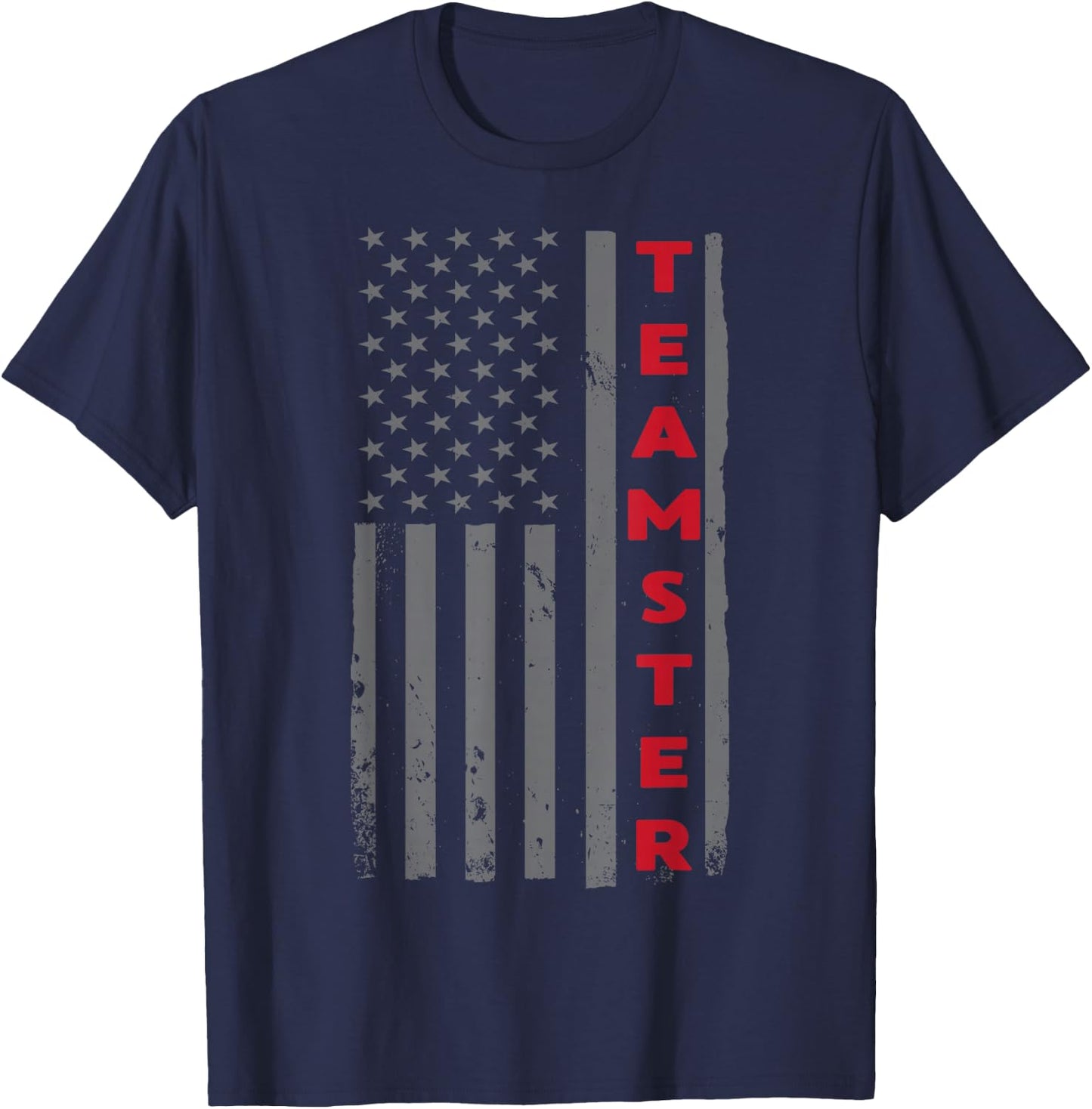 Teamster American Flag Patriotic Truck Driver US Trucking T-Shirt - T-Shirt | Navy