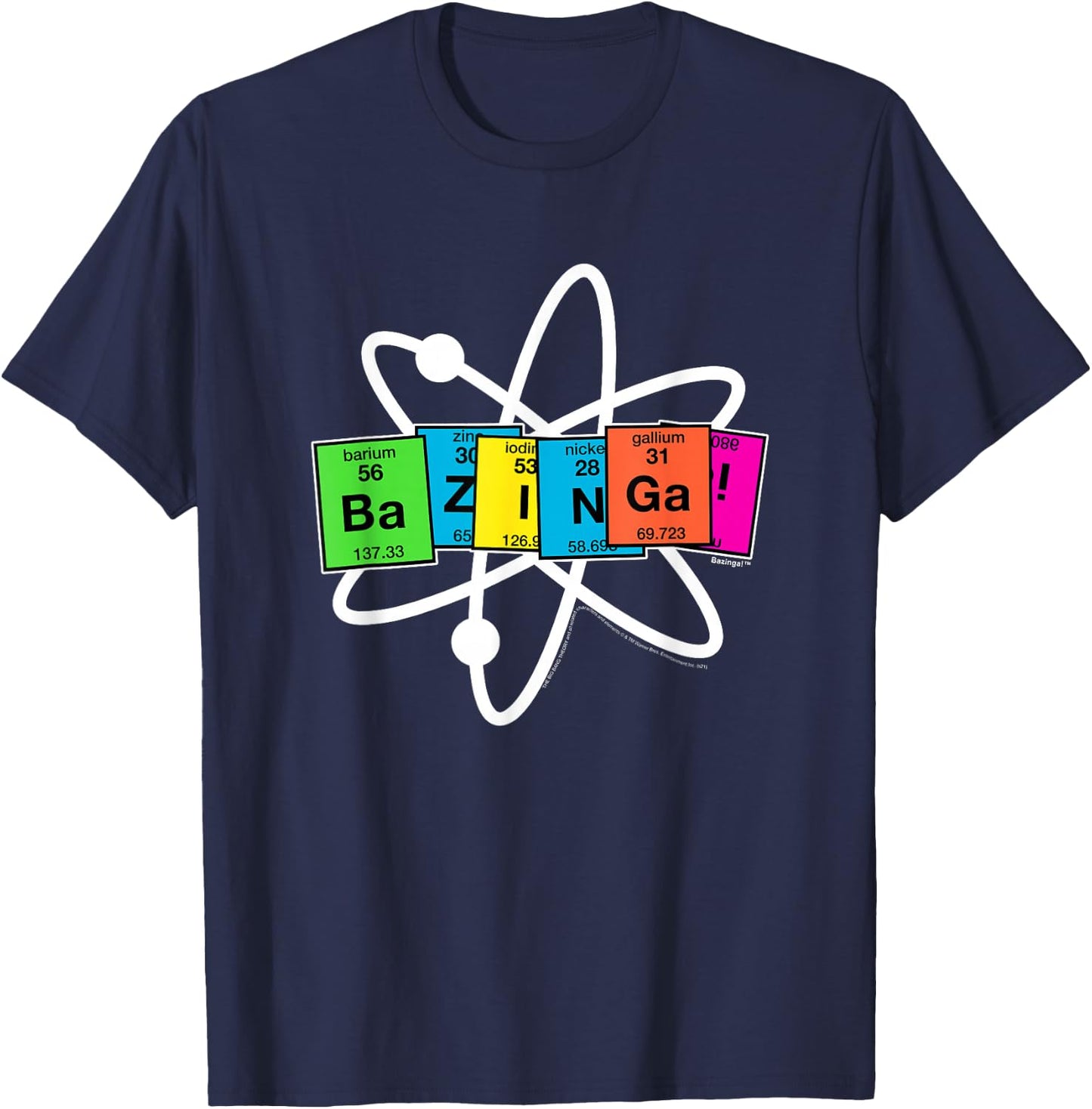 The Big Bang Theory Bazinga Elements with Atom T-Shirt - T-Shirt | Navy