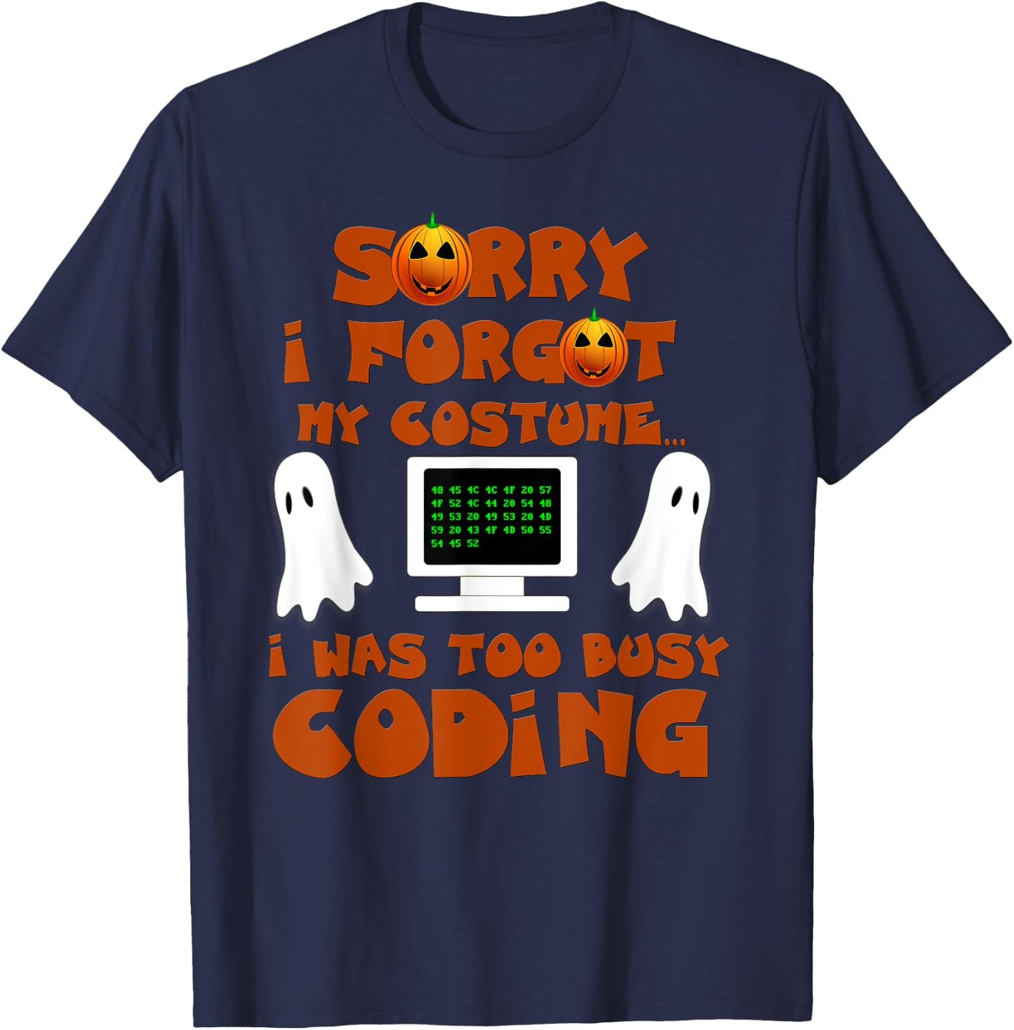 Halloween Programmer Coding Lazy Costume T-Shirt - T-Shirt | Navy