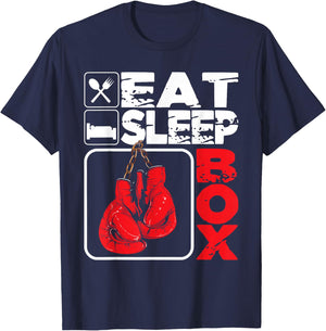 Eat Sleep Box - Boxing Lover Gym Boxer Kickboxing Kickboxer T-Shirt - T-Shirt | Navy