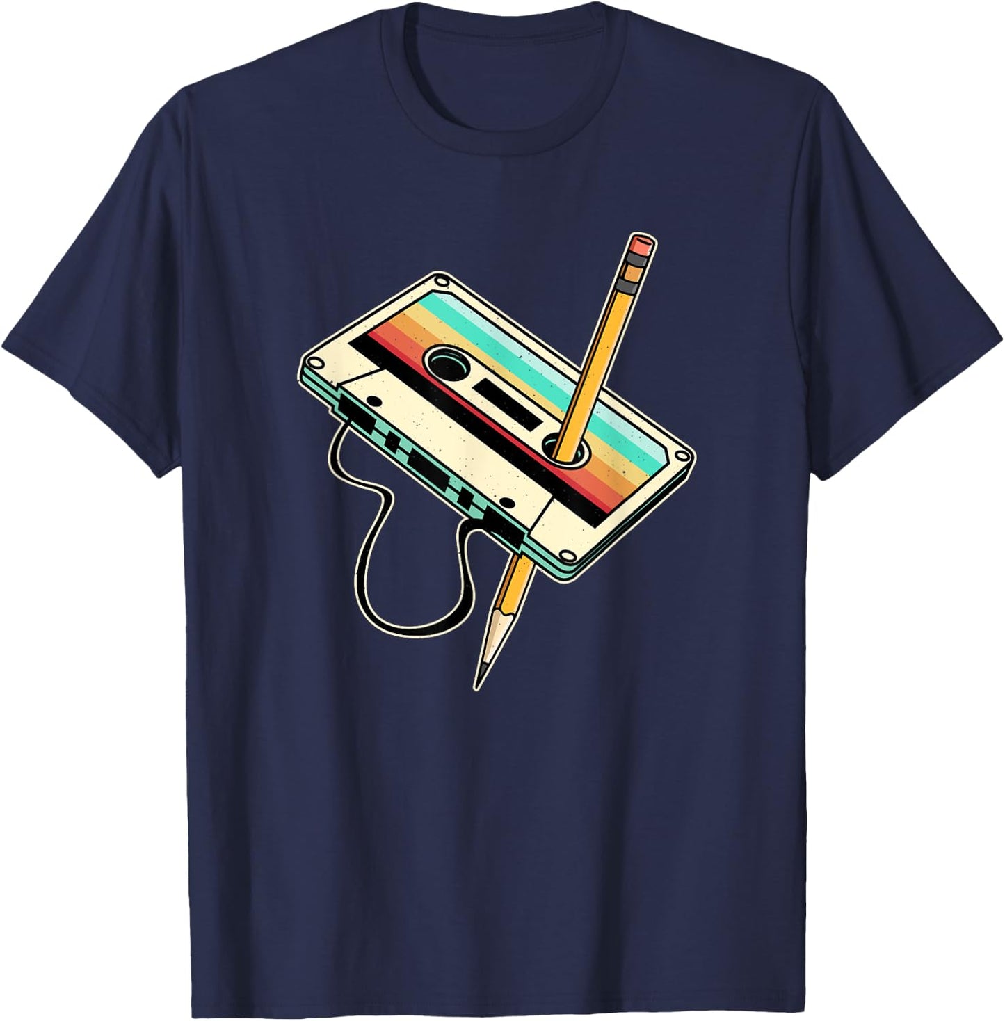 80s 90s Retro Party Costume Nostalgia Cassette T-Shirt - T-Shirt | Navy