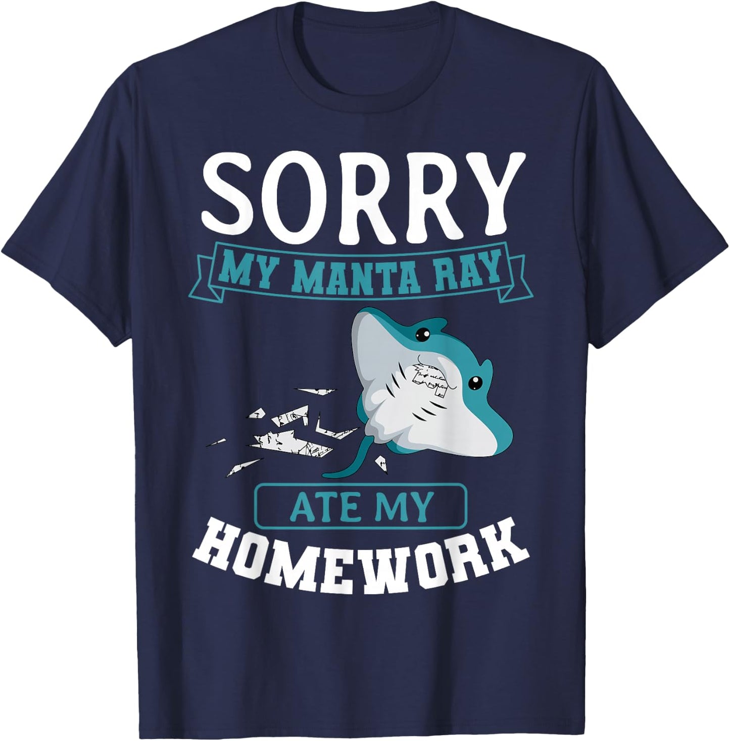 Manta Ray Stingray Fish Mantas Ocean Biologist Student T-Shirt - T-Shirt | Navy