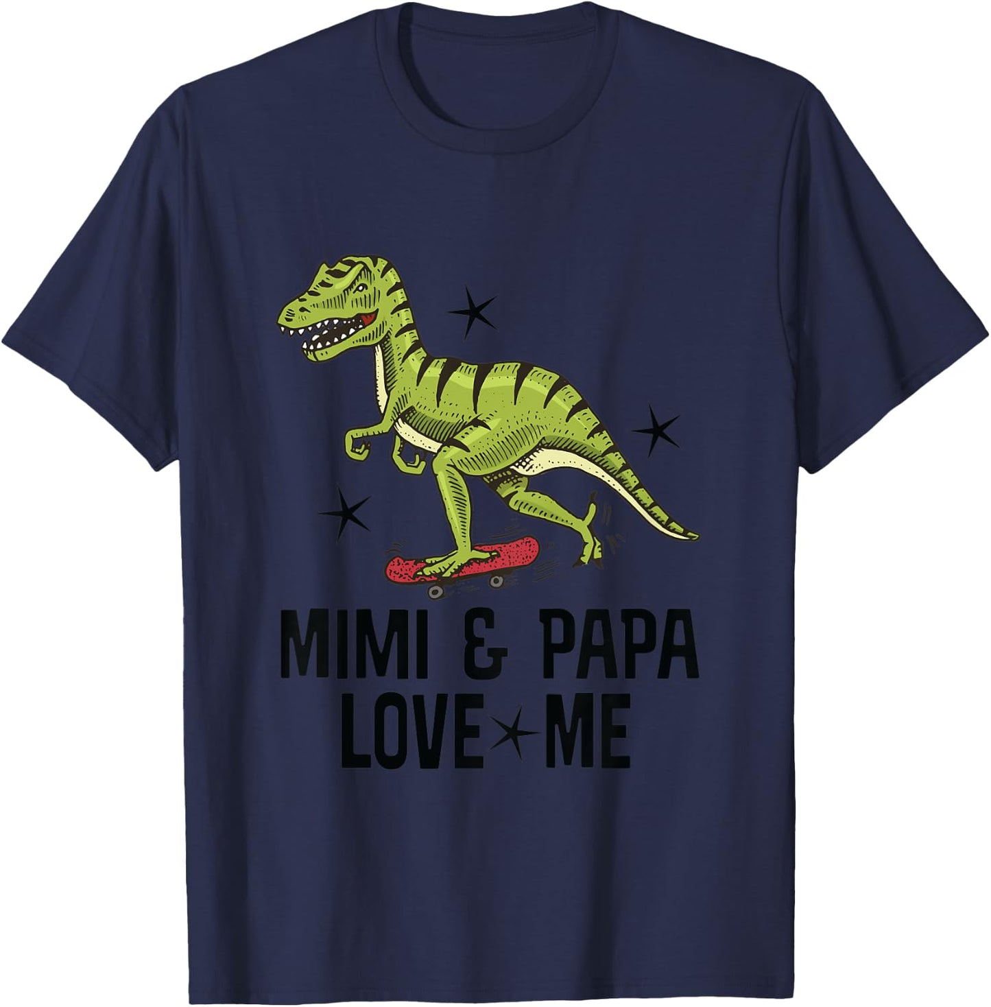 Kids Mimi and Papa Love Me Grandson Dinosaur T-Shirt - T-Shirt | Navy