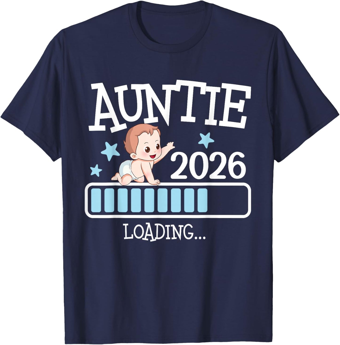 Promoted to Auntie 2026 Auntie 2026 Loading T-Shirt - T-Shirt | Navy