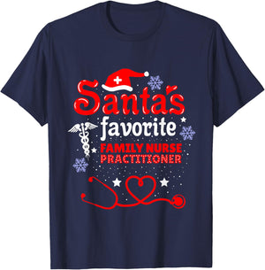 Santas Favorite Family Nurse Practitioner Christmas T-Shirt - T-Shirt | Navy