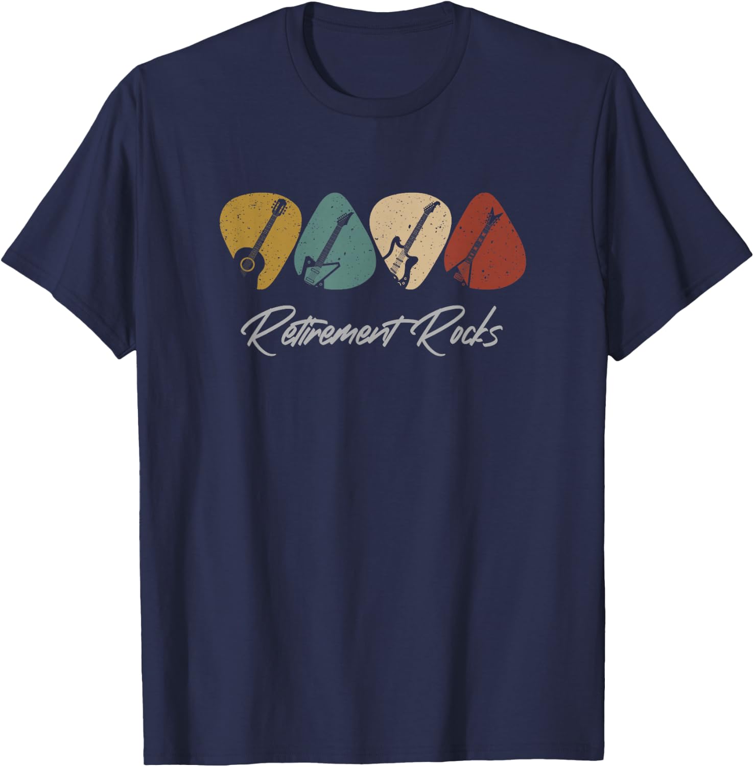 Retirement Rocks - Funny Guitar Player Guitarist T-Shirt - T-Shirt | Navy