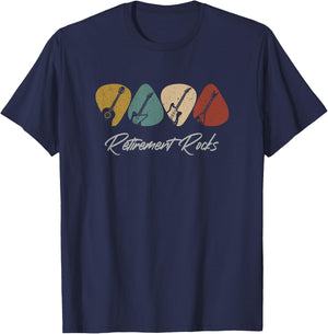 Retirement Rocks - Funny Guitar Player Guitarist T-Shirt - T-Shirt | Navy