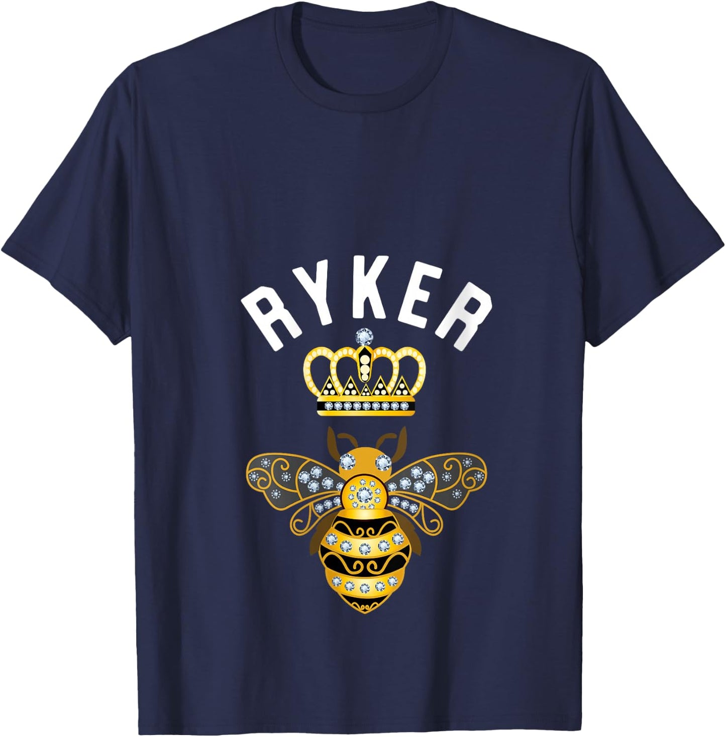 Ryker Name Ryker Birthday Gifts Queen Crown Bee Ryker V-Neck T-Shirt - T-Shirt | Navy
