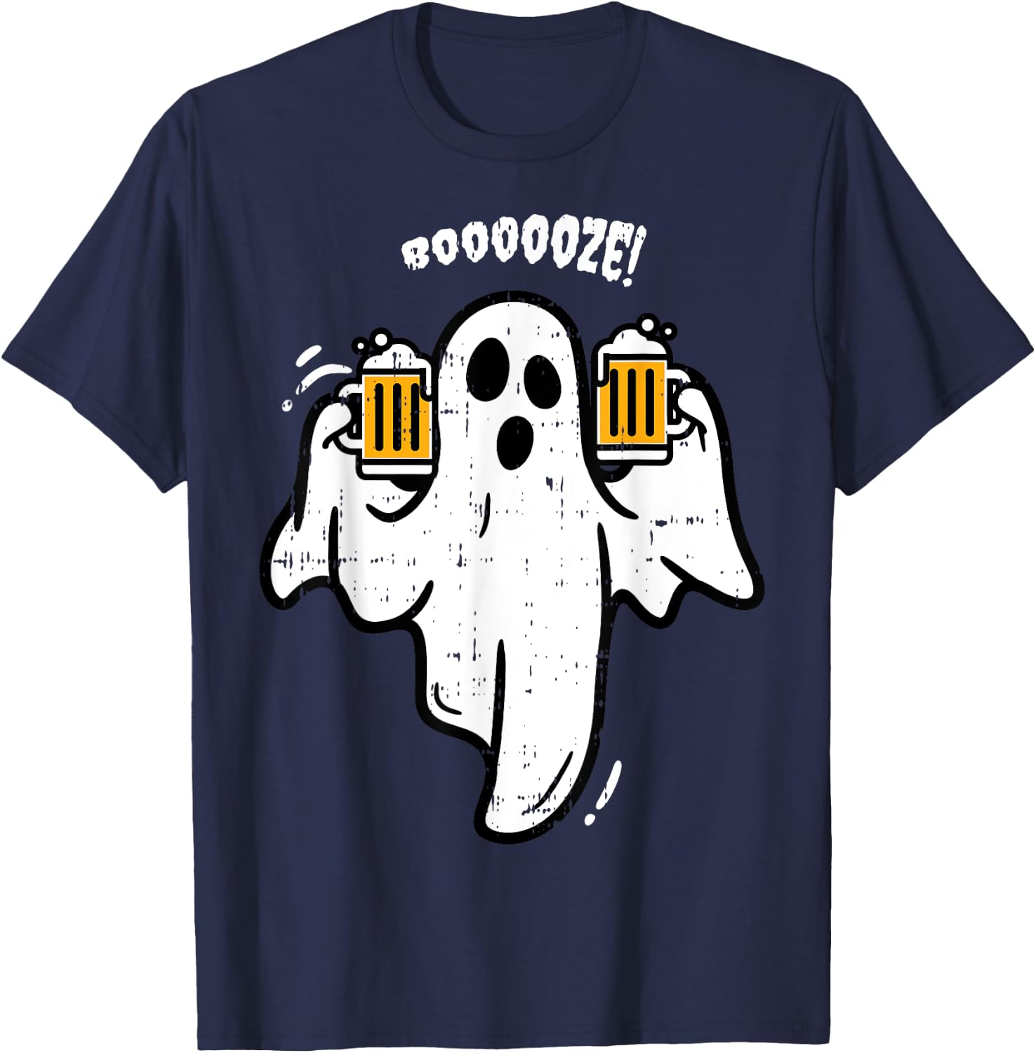 Booze Boo Ghost Drinking Beer Costume Easy Halloween Gifts T-Shirt - T-Shirt | Navy