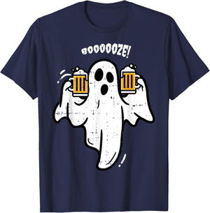 Booze Boo Ghost Drinking Beer Costume Easy Halloween Gifts T-Shirt - T-Shirt | Navy