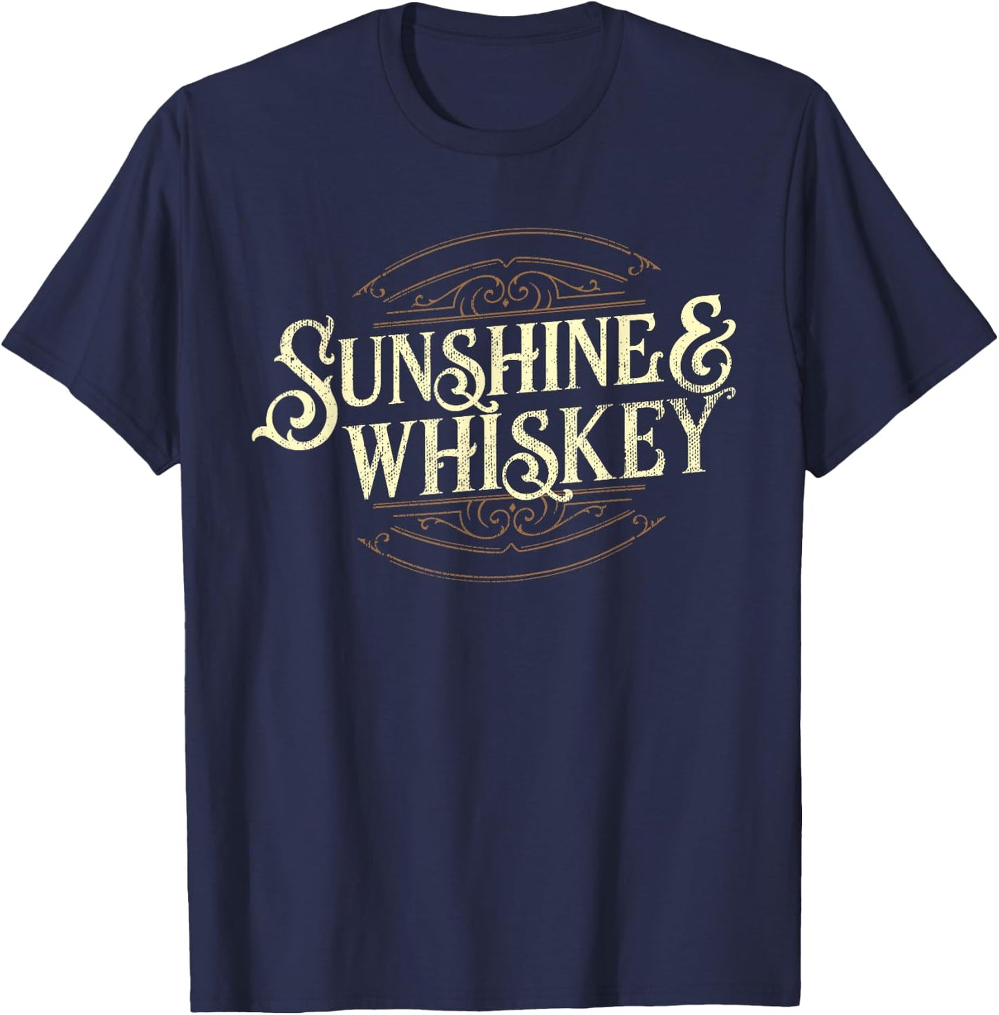 Vintage Sunshine and Whiskey Country Drinking T-Shirt - T-Shirt | Navy