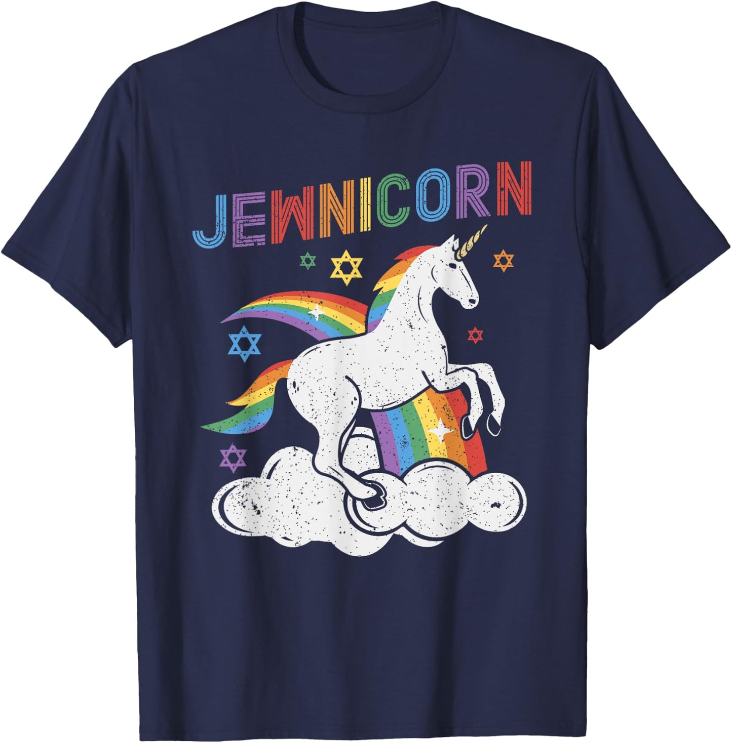 Jewnicorn Funny Jewish Unicorn Chanukah Girls Hanukkah Women T-Shirt - T-Shirt | Navy