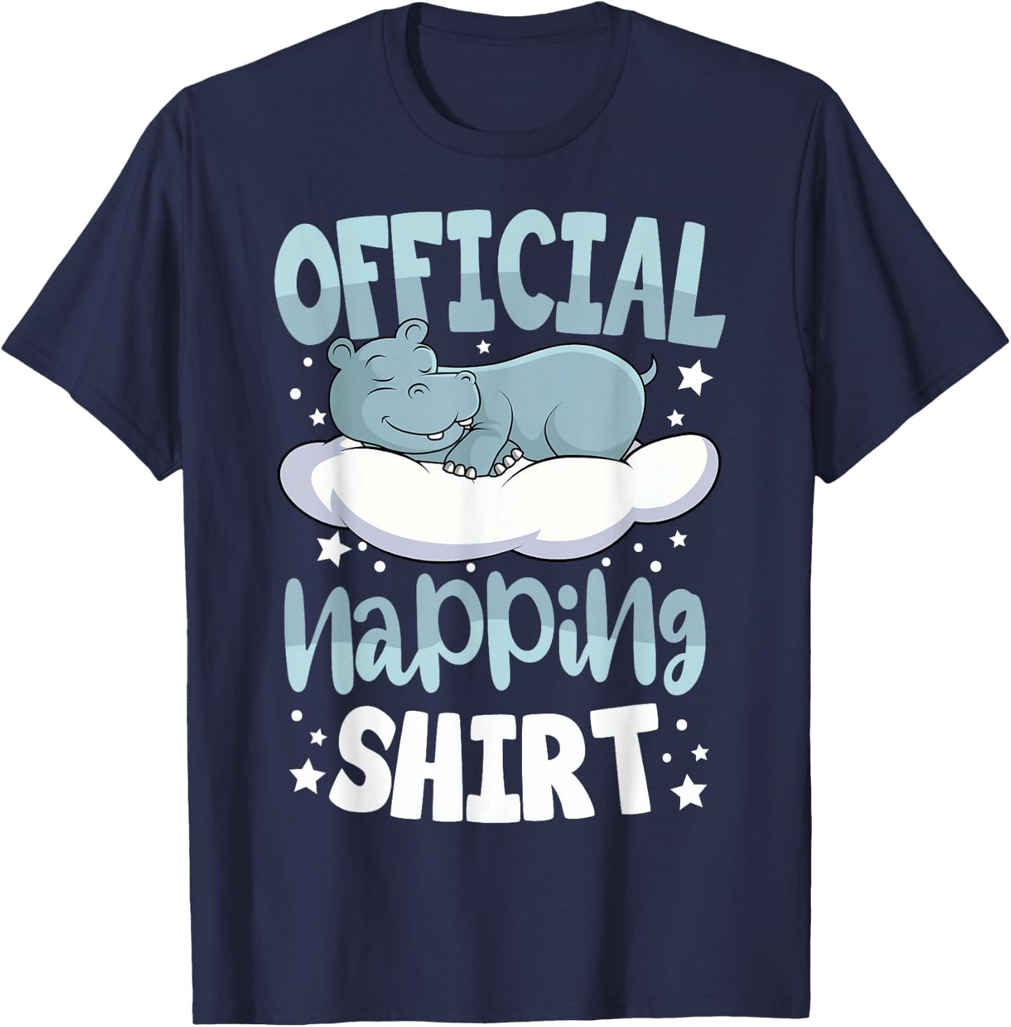 Sleeping Hippo Pyjamas Hippopotamus Lover Official Napping T-Shirt - T-Shirt | Navy