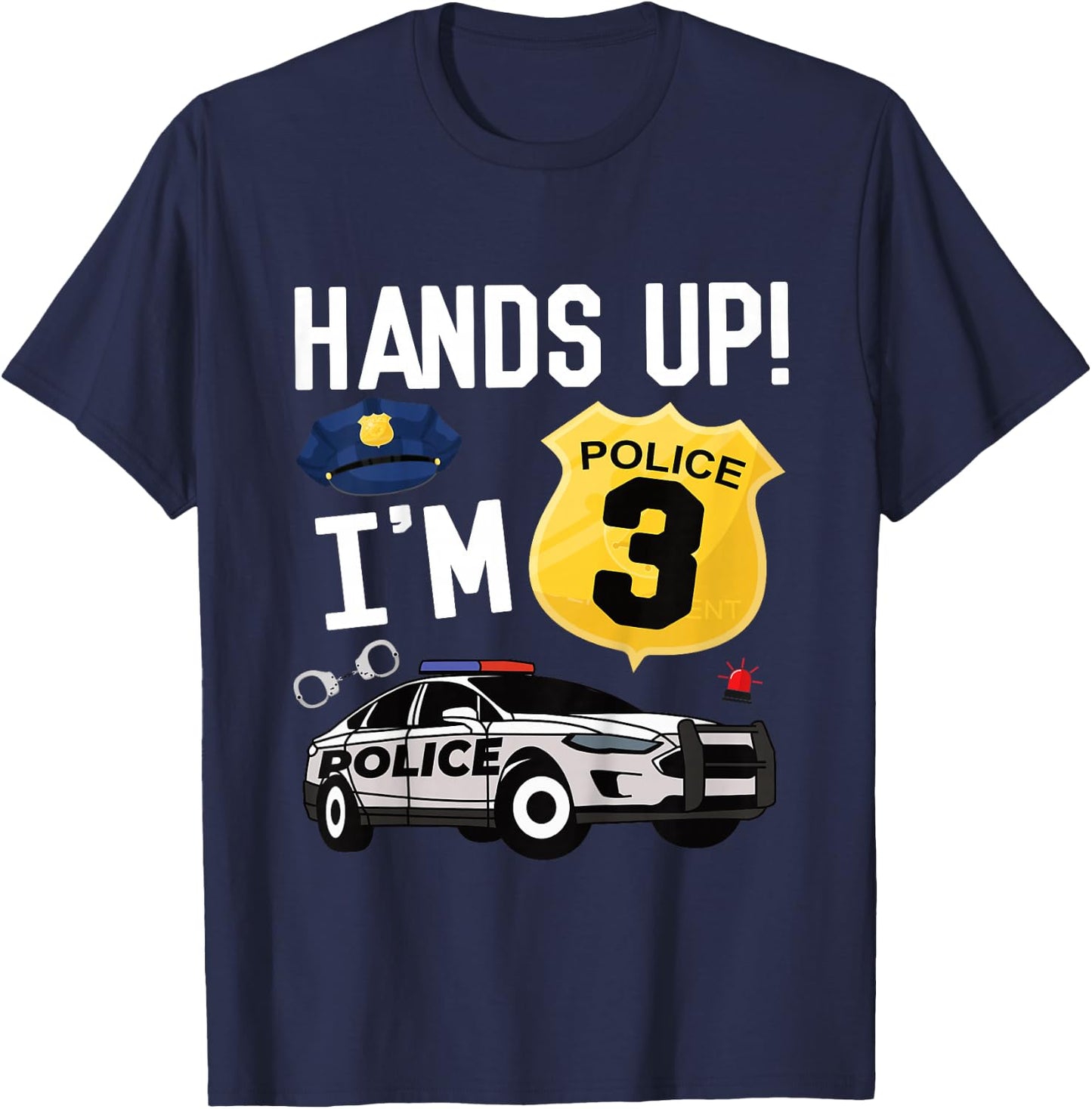 Kids 3rd Birthday Policeman Boy Three Year Old Police Officer T-Shirt - T-Shirt | Navy