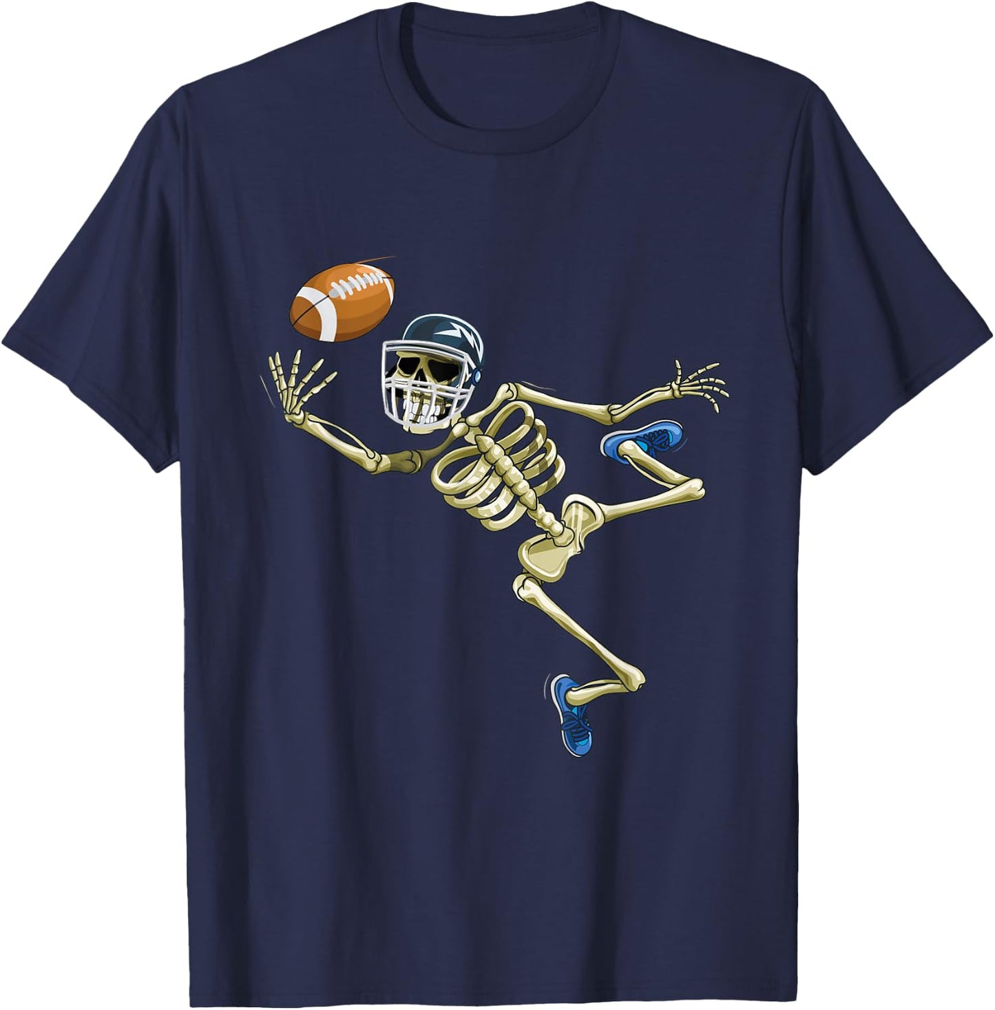 American Football Skeleton Halloween Men Boys Football Fan T-Shirt - T-Shirt | Navy