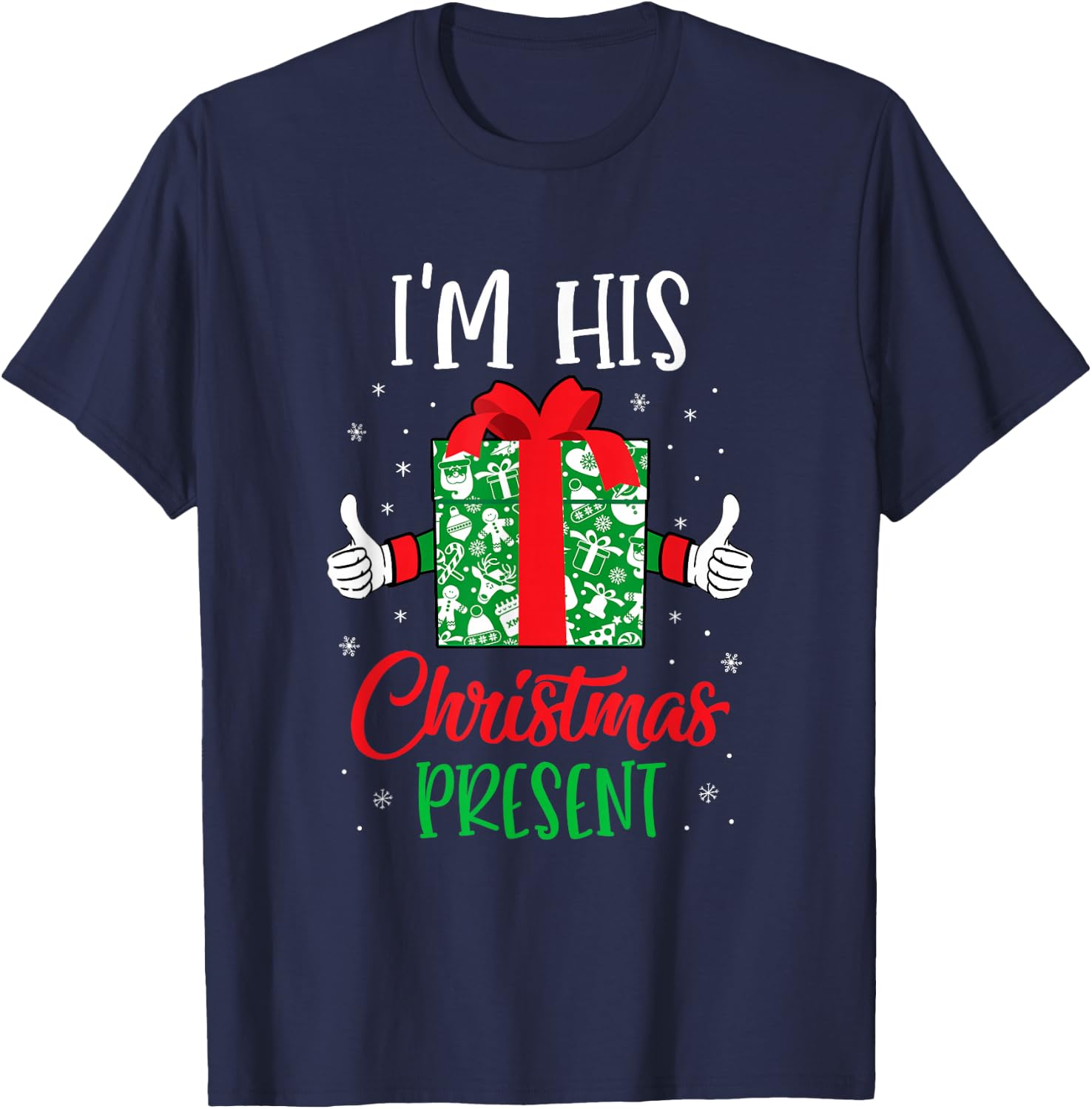 Funny Matching Couples Christmas His and Hers T-Shirt - T-Shirt | Navy