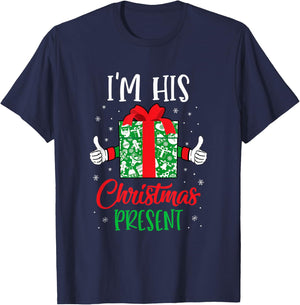 Funny Matching Couples Christmas His and Hers T-Shirt - T-Shirt | Navy