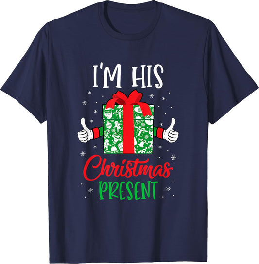 Funny Matching Couples Christmas His and Hers T-Shirt - T-Shirt | Navy