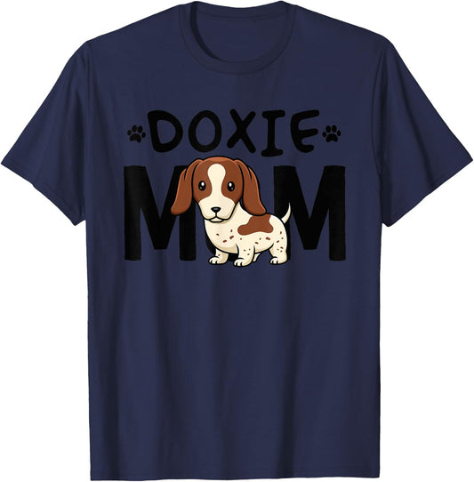 Piebald Dachshund Mom Shirt Doxie Mama Dog Lover T-Shirt - T-Shirt | Navy