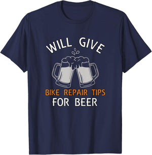 Bike Repair Tips Funny for Bike Mechanic T-Shirt - T-Shirt | Navy