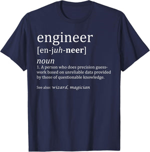 Engineer Definition Wizard Funny Geek Engineering Gift Shirt T-Shirt - T-Shirt | Navy