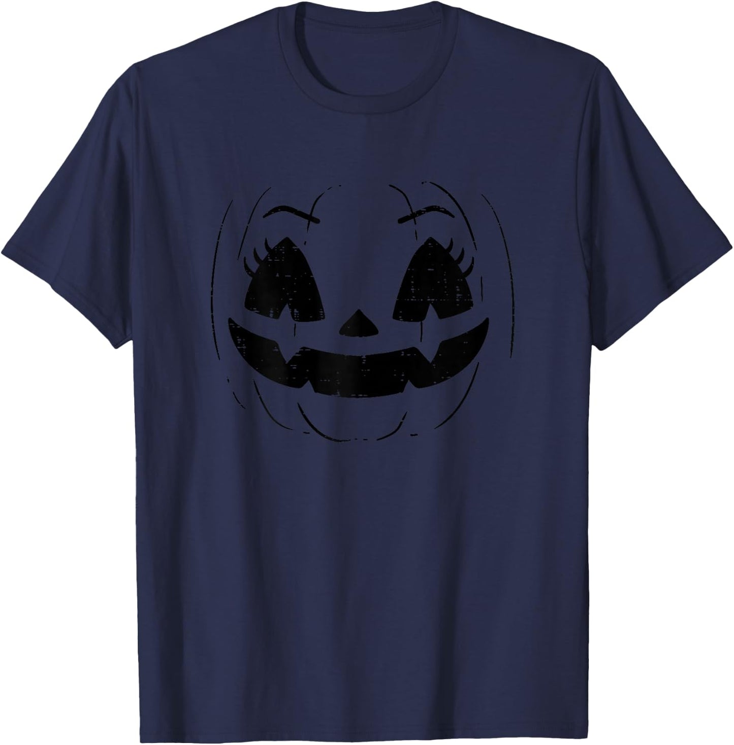 Cute Jack O Lantern Pumpkin Halloween Toddler Girls Women T-Shirt - T-Shirt | Navy