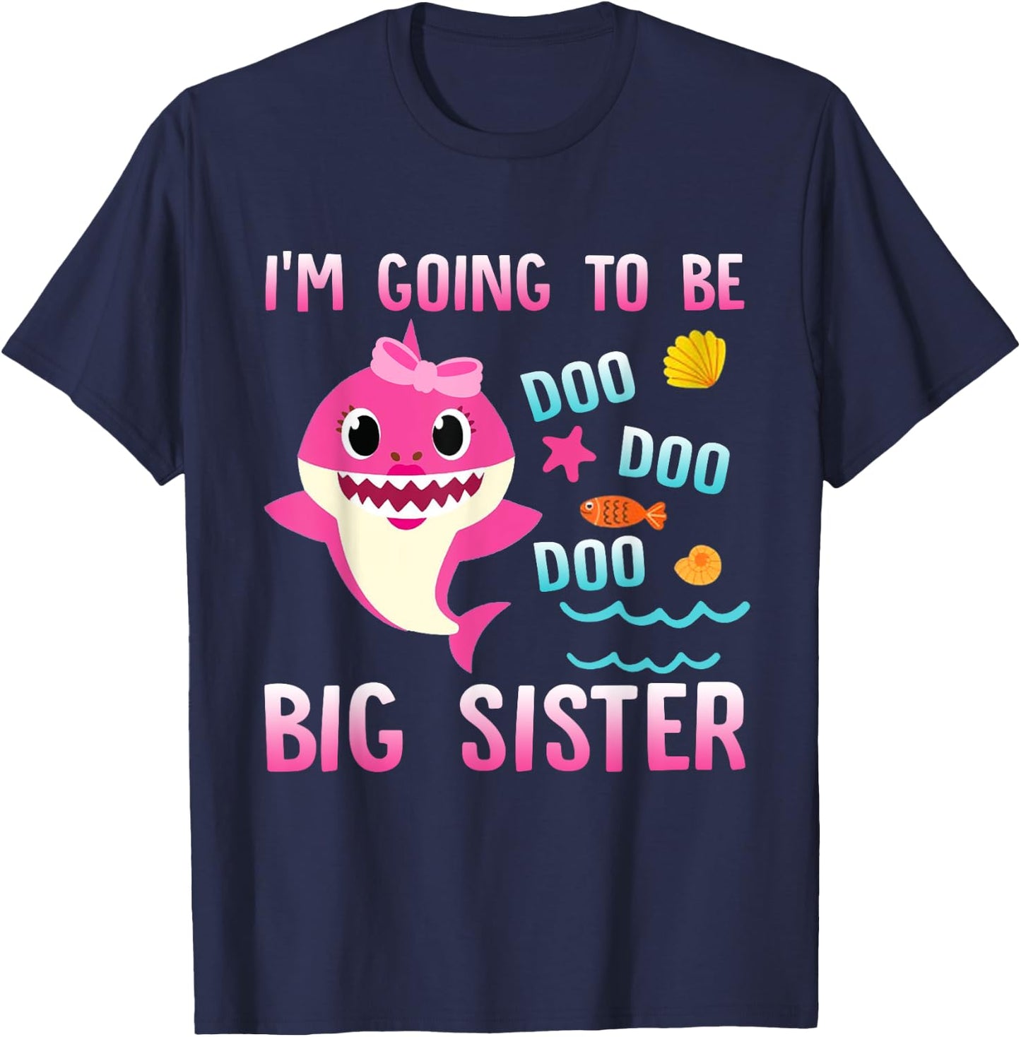 I'm Going To Be A Big Sister Cute Shark girl T-Shirt - T-Shirt | Navy