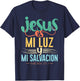 Camisetas Cristianas en espanol Con Frases Biblia Salmo 27:1 T-Shirt - T-Shirt | Navy