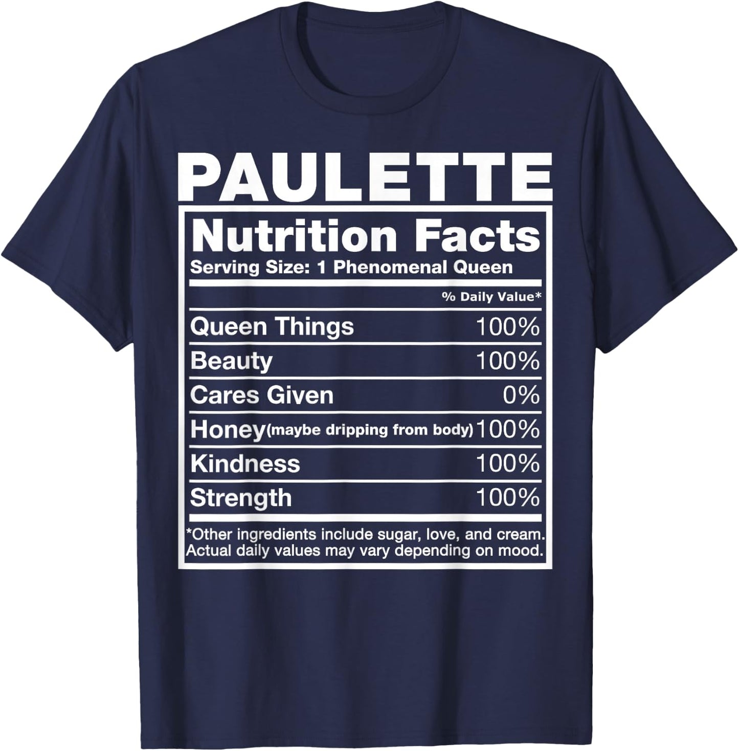 Paulette Nutrition Facts Paulette Name Birthday Shirt T-Shirt - T-Shirt | Navy