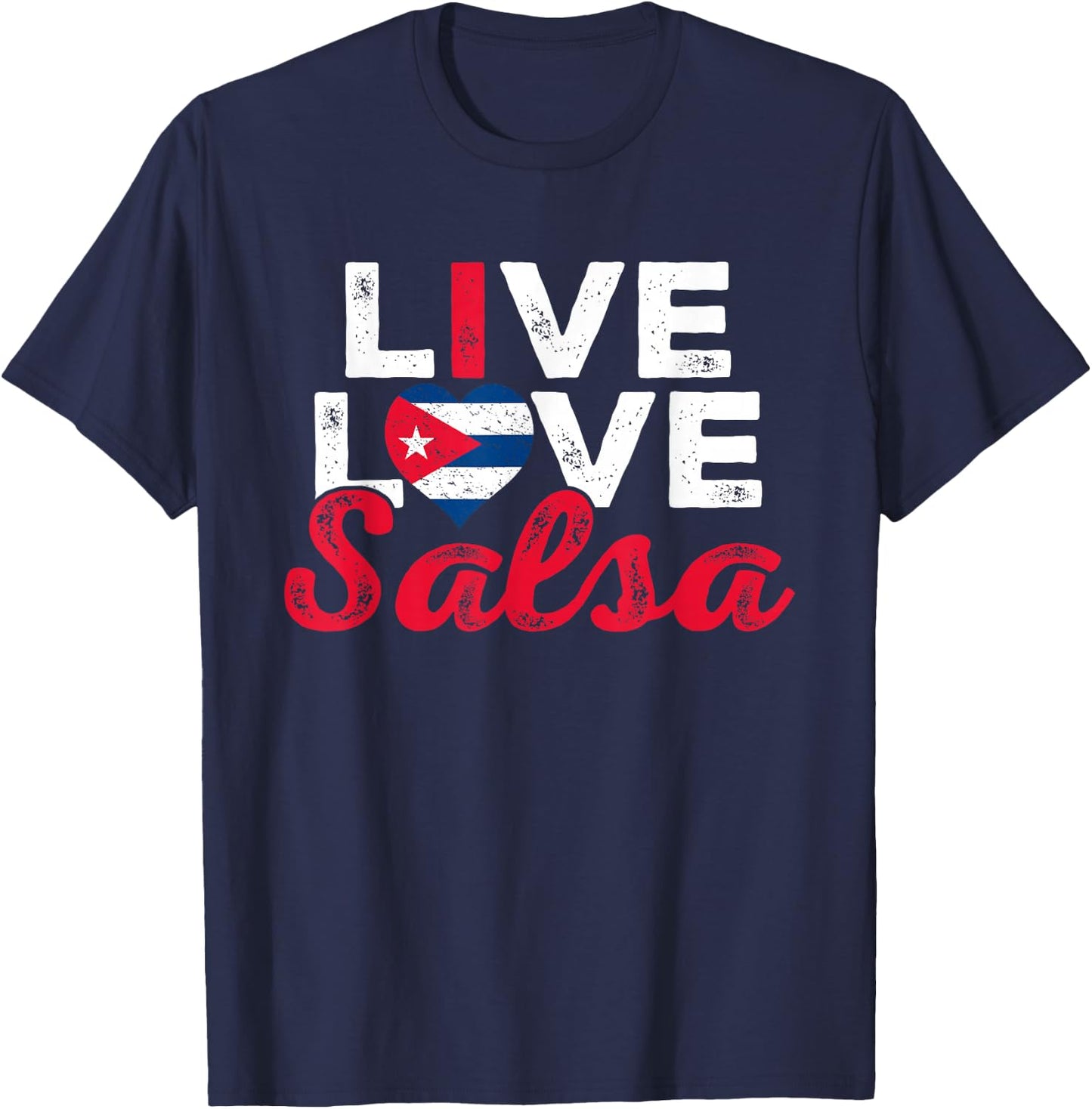 Funny Cuba Salsa Lover Graphic Women Girls Cuban Salsa Dance T-Shirt - T-Shirt | Navy