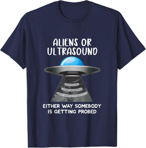 Cardiac Sonographer Aliens or Ultrasound Probe RDMS T-Shirt - T-Shirt | Navy
