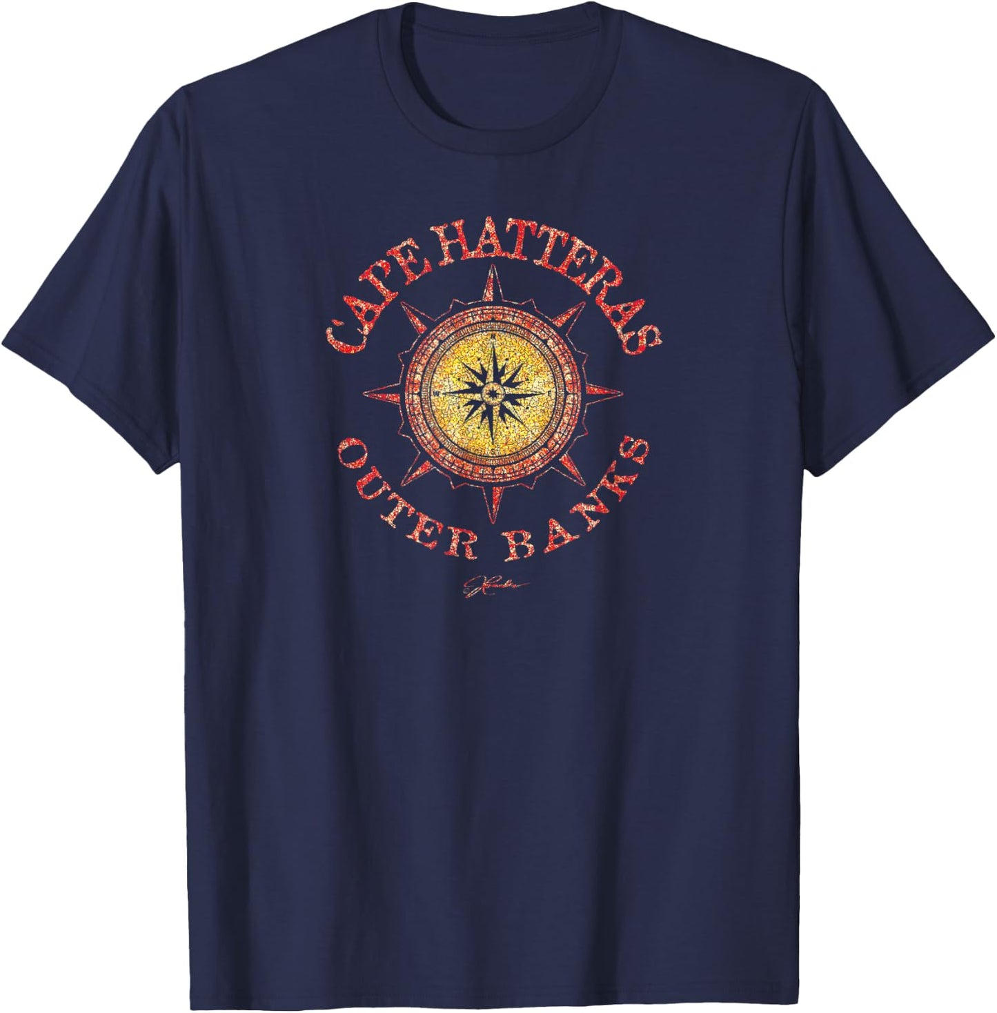JCombs: Cape Hatteras, Outer Banks, NC, Compass Rose T-Shirt - T-Shirt | Navy