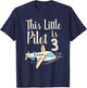 Kids 3 Year Old Boy Girl Airplane Pilot 3rd Birthday Party T-Shirt - T-Shirt | Navy