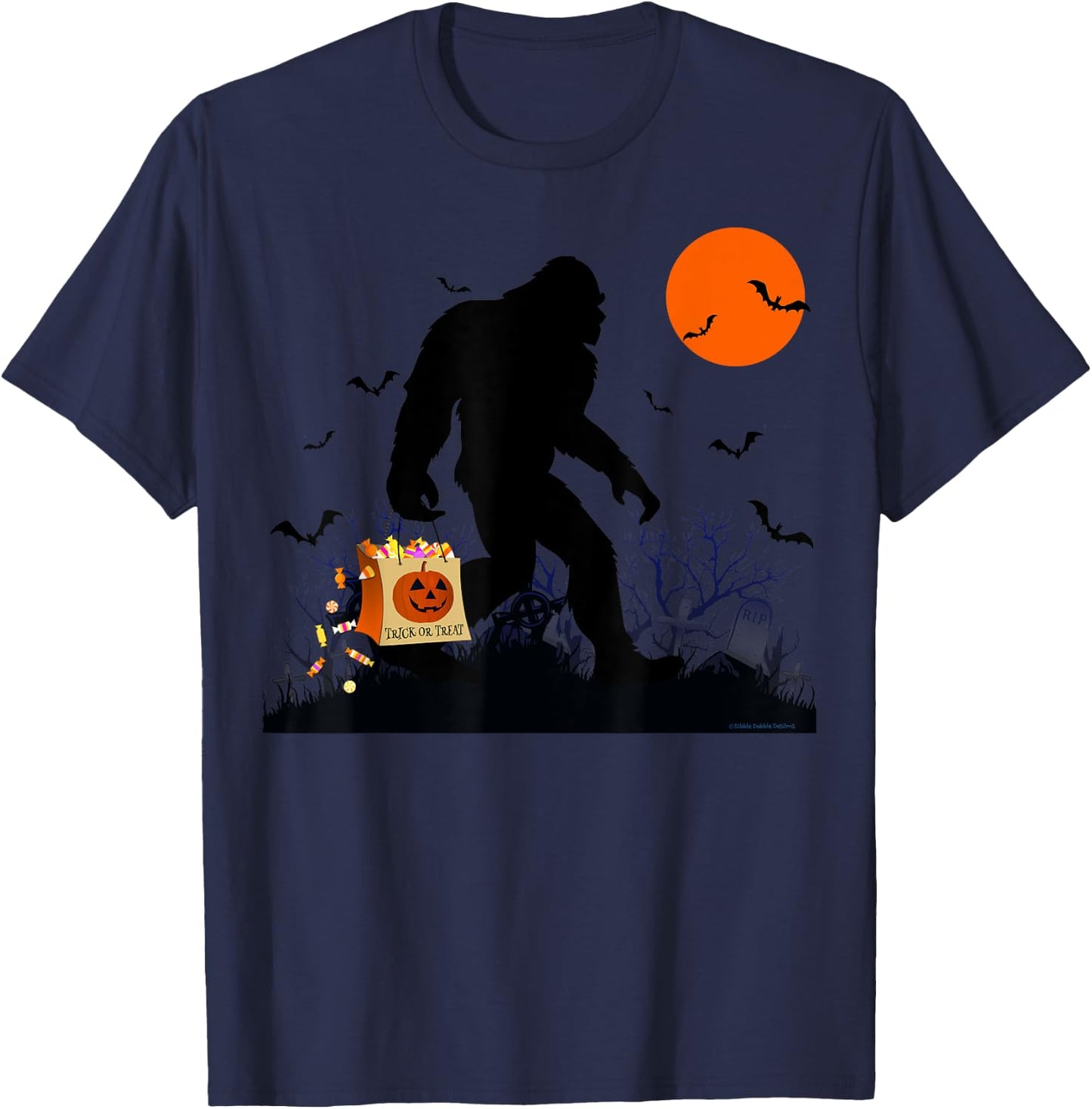 Funny Halloween Bigfoot Trick or Treating - Bigfoot T-Shirt - T-Shirt | Navy