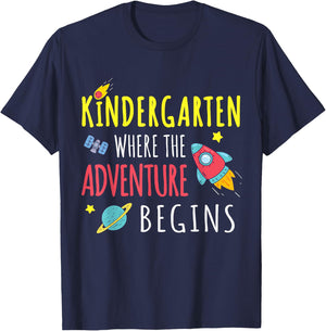 Kindergarten Where The Adventure Begins Space Rocket T-Shirt - T-Shirt | Navy