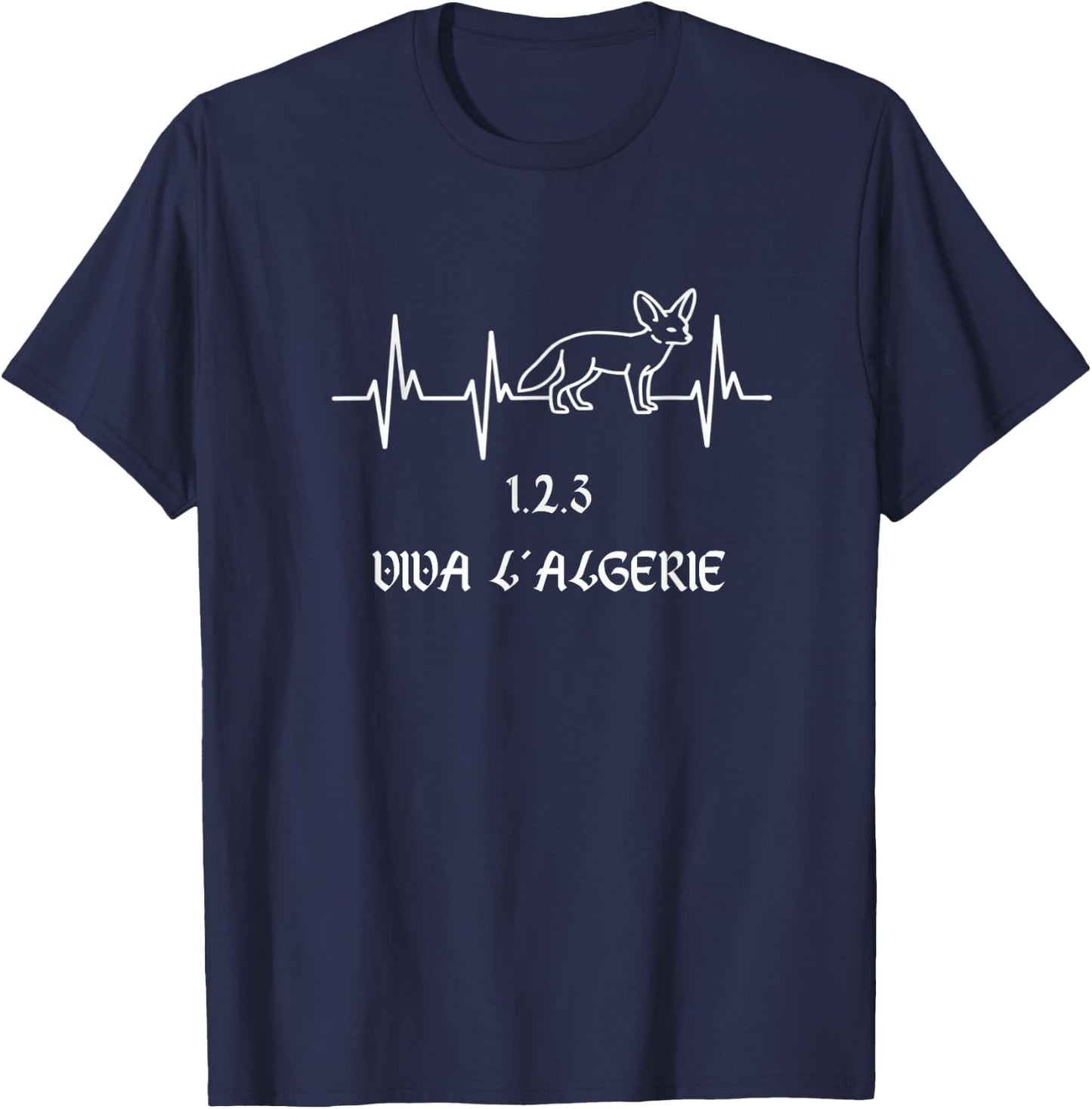 Algeria Soccer Heartbeat Football Pulse Graphic Fennec Pride T-Shirt - T-Shirt | Navy