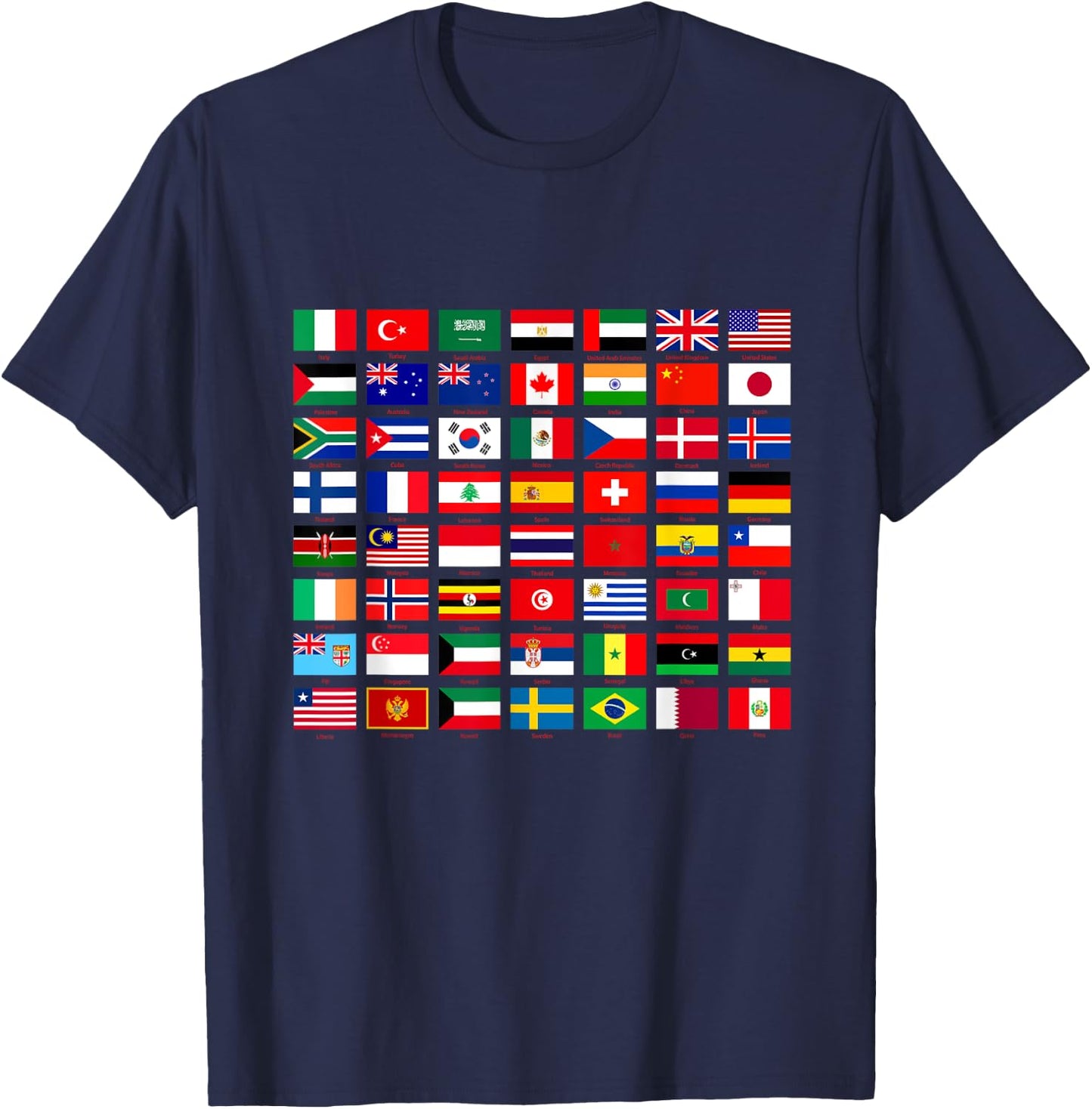 Flags of the Countries of the World Graphic Cool Designs T-Shirt - T-Shirt | Navy