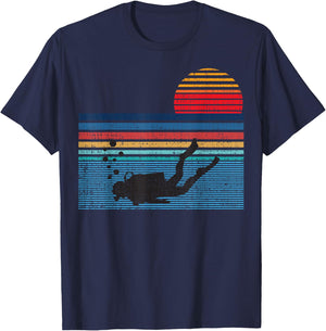 Vintage Retro Scuba Diving 80s Scuba Diver Shirt T-Shirt - T-Shirt | Navy