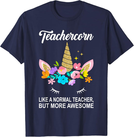 "Teachercorn" Cute Teacher T-Shirt - T-Shirt | Navy