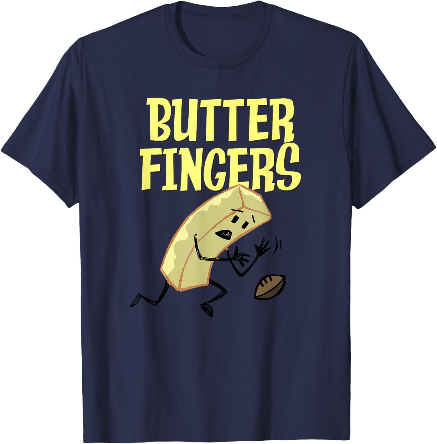 Trendy Graphic Butter Fingers Slippery Football T-Shirt - T-Shirt | Navy