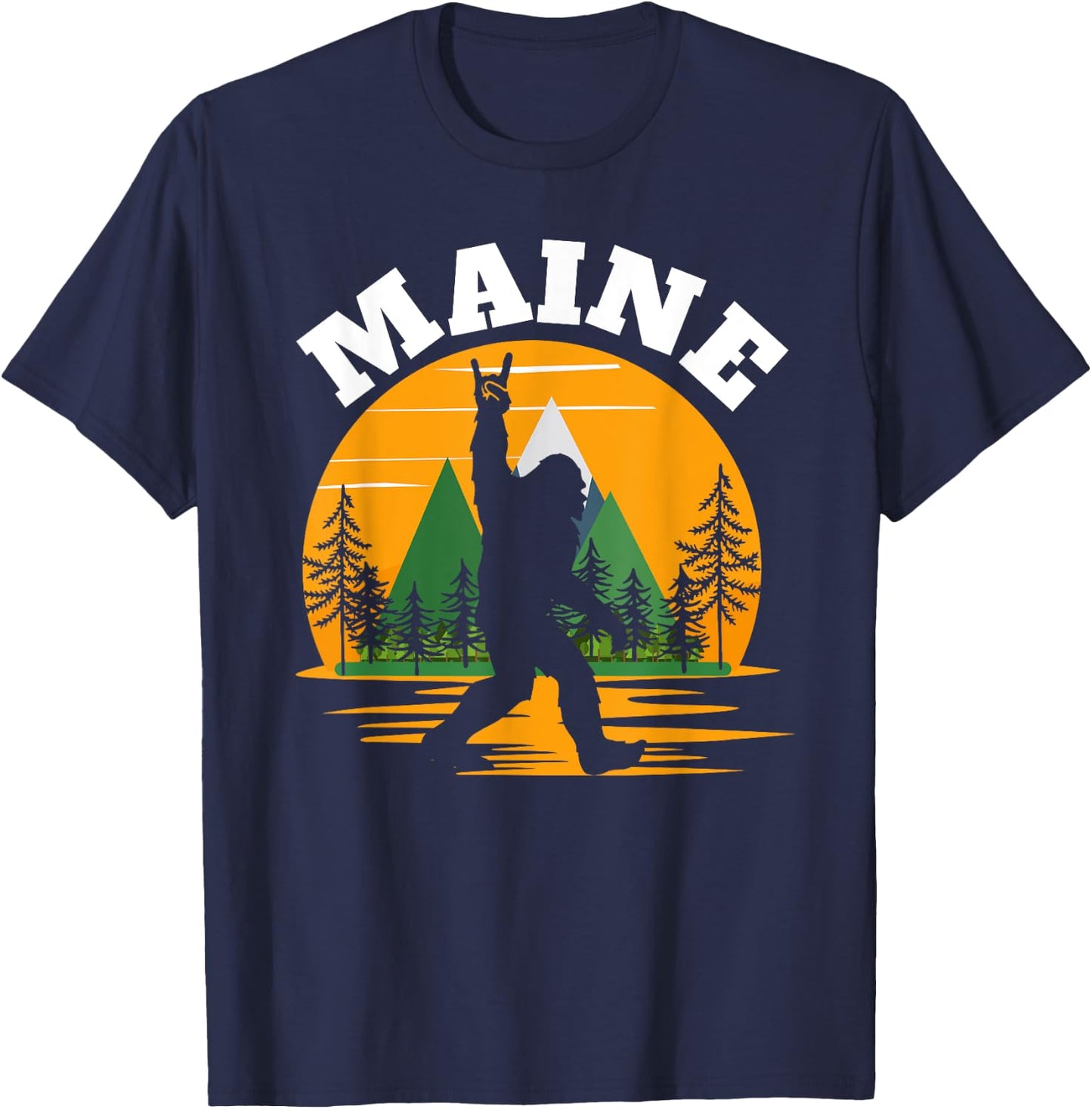 Maine US State Bigfoot Sasquatch T-Shirt - T-Shirt | Navy