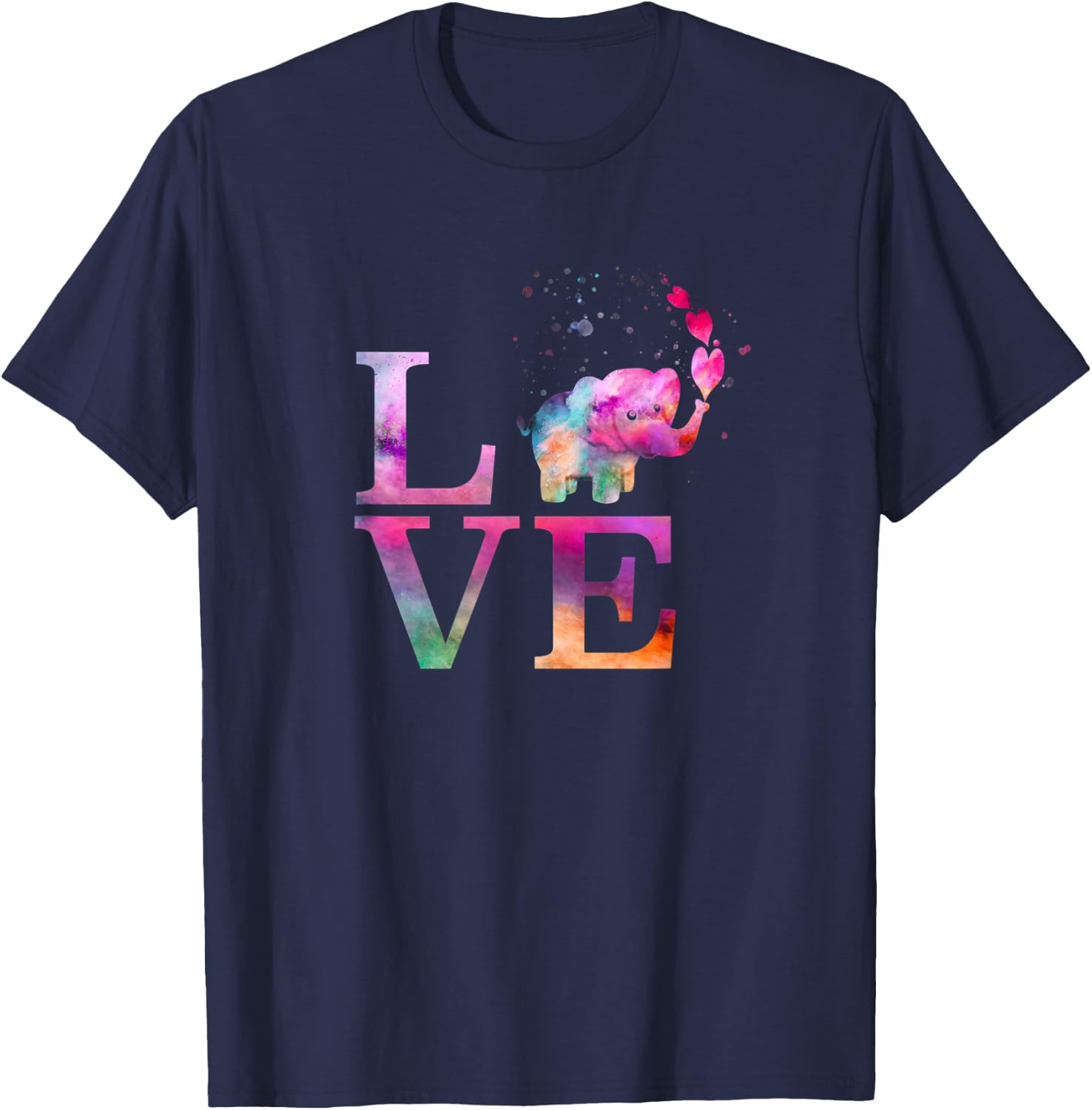 Colorful Baby Elephant Appreciation Day Love Heart Pink Gift T-Shirt - T-Shirt | Navy