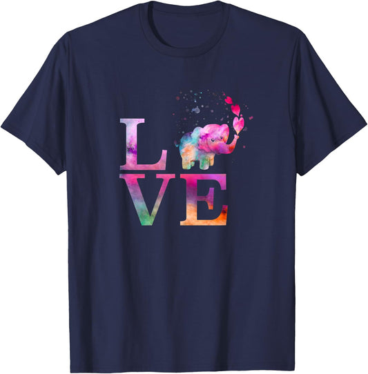 Colorful Baby Elephant Appreciation Day Love Heart Pink Gift T-Shirt - T-Shirt | Navy
