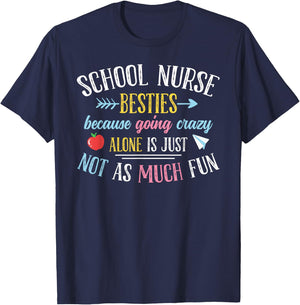 School Nurse Besties T-Shirt - T-Shirt | Navy