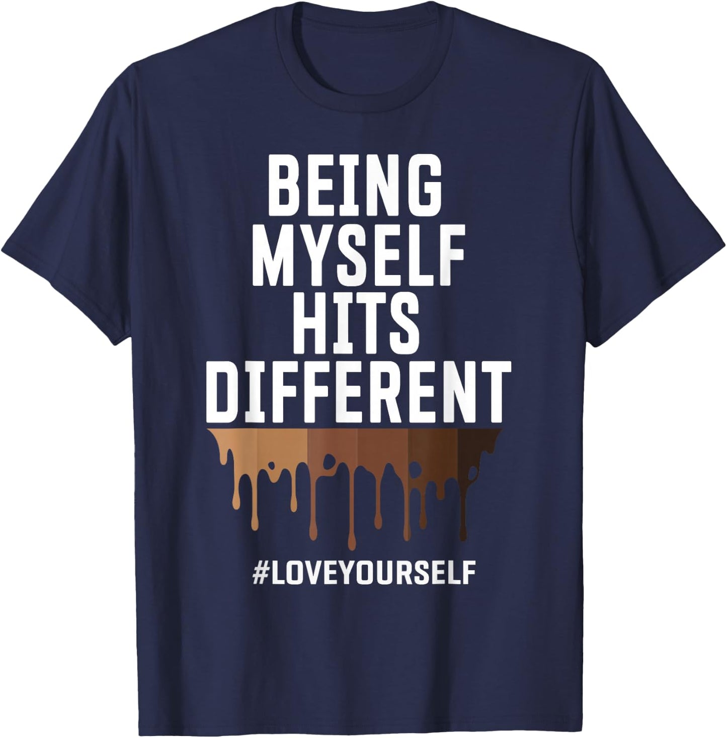 Hits Different Positive Affirmation Quotes Melanin Goddess T-Shirt - T-Shirt | Navy