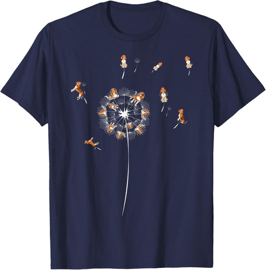 Dog Owner Animal Pet Owner Dog Lover Dandelion Funny Beagle Men Women Kids T-Shirt - T-Shirt | Navy