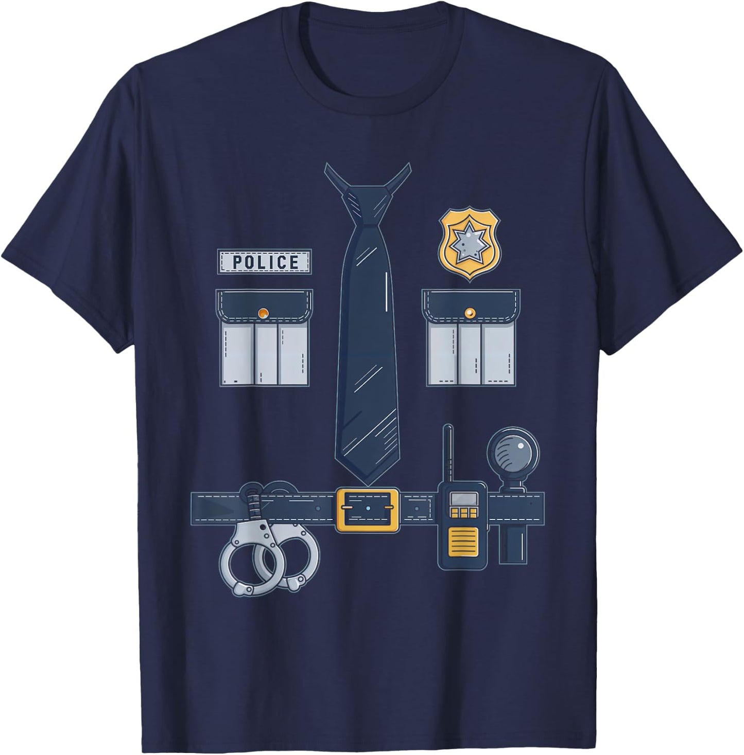 Police Officer Gear Police Badge Handcuffs Sheriff Uniform T-Shirt - T-Shirt | Navy