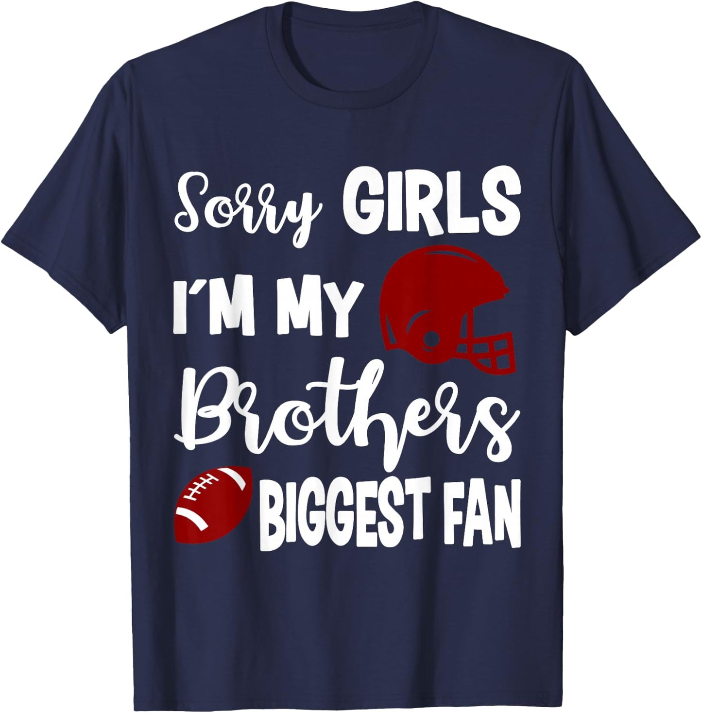 American Football Sister Biggest Fan Little Sister Gift T-Shirt - T-Shirt | Navy
