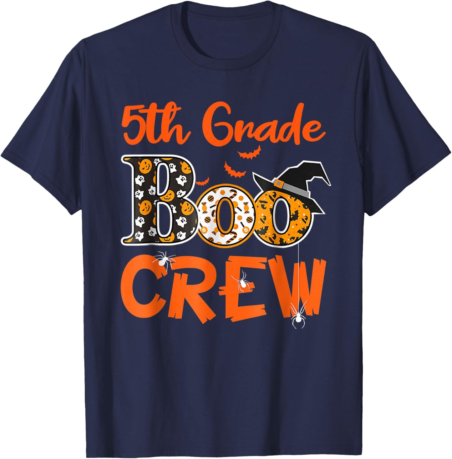 5th Grade Boo Crew Halloween Gifts Teachers Students Costume T-Shirt - T-Shirt | Navy