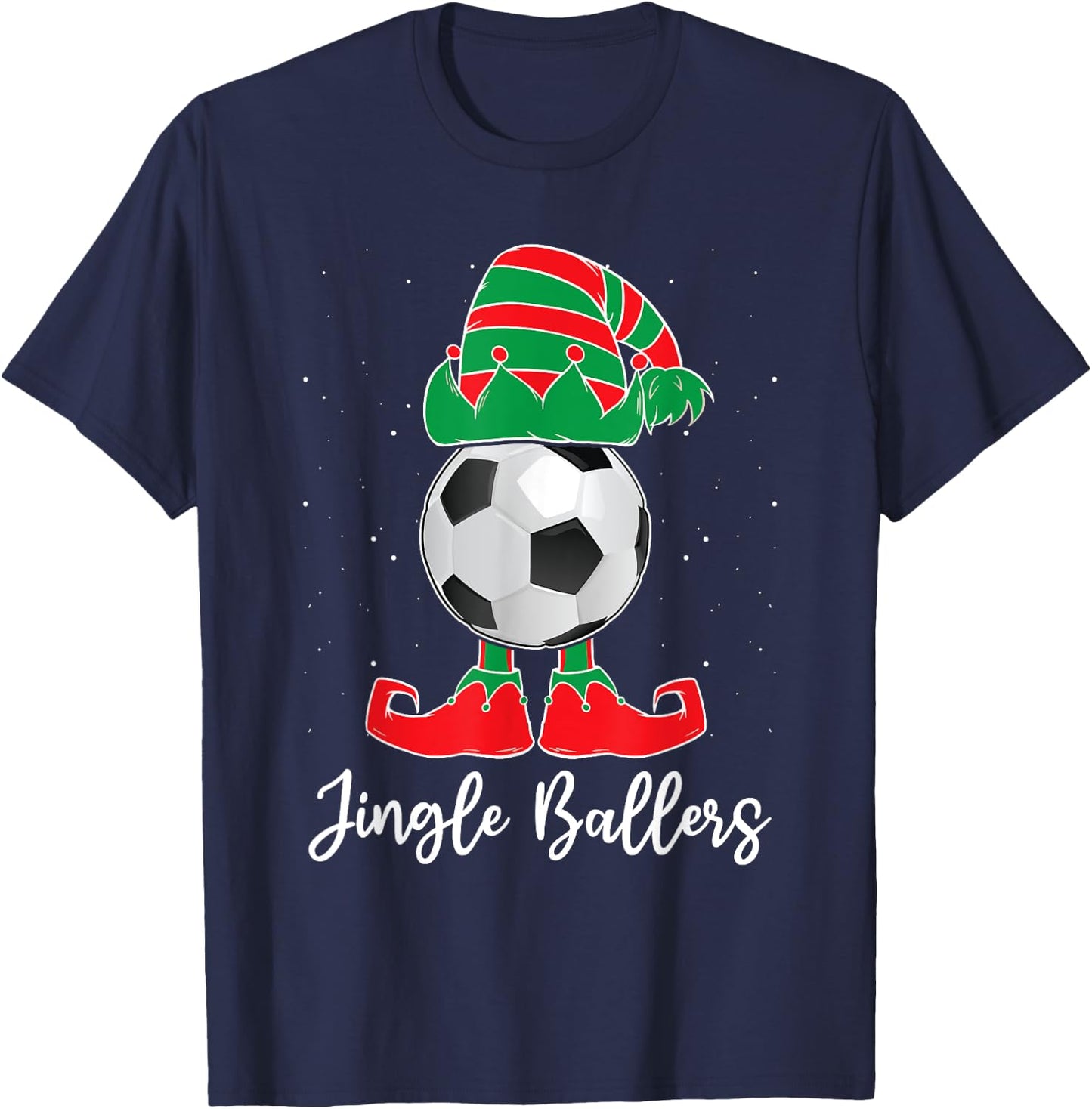 Jingle Ballers Christmas Soccer Ball Xmas Elf Squad Holiday T-Shirt - T-Shirt | Navy